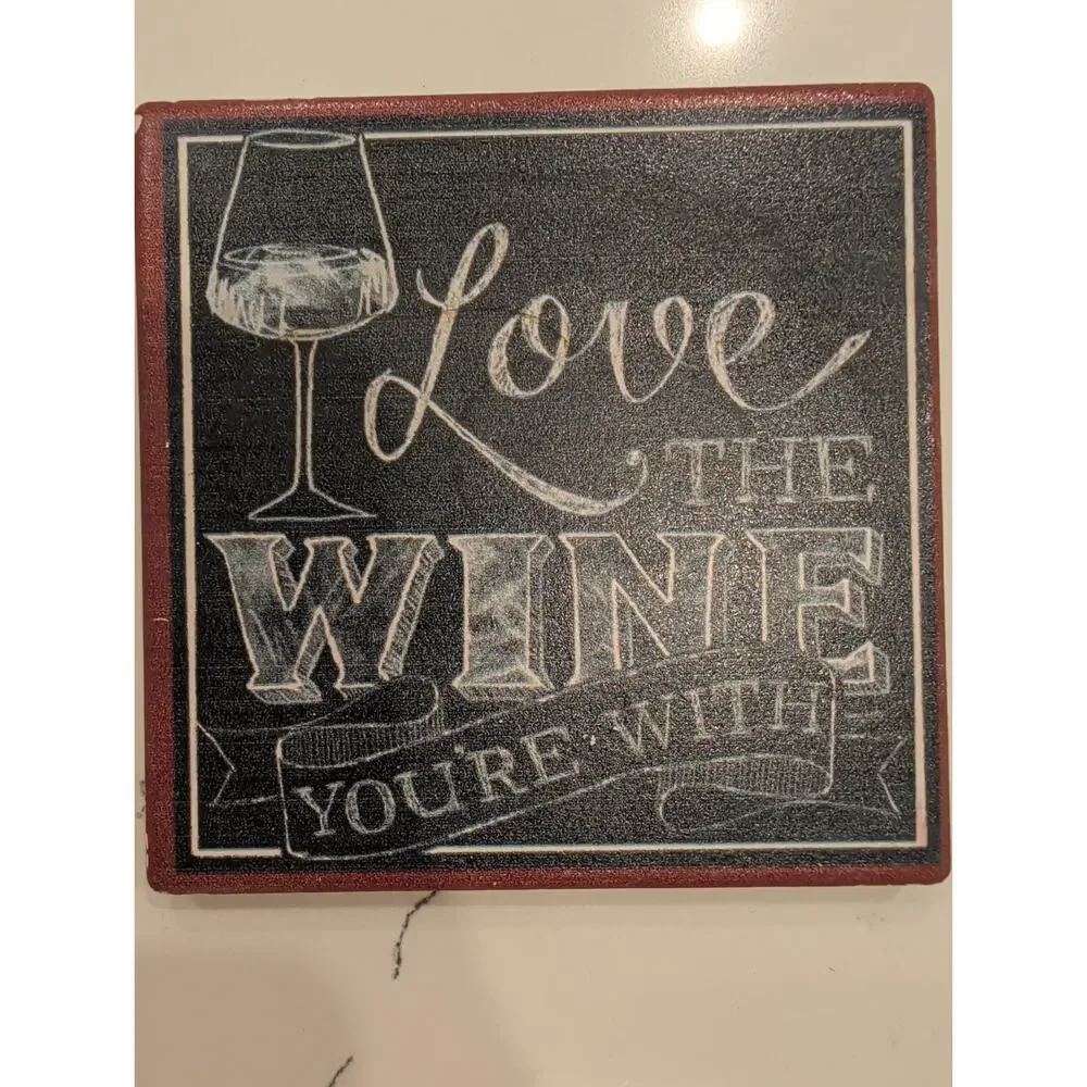 Thirstystone Wine Coaster Love The Wine You're With Chalkboard Art Drink Mat